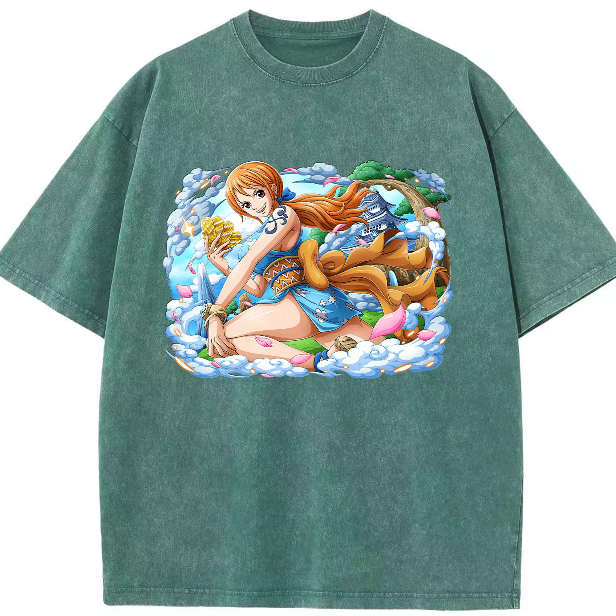 ワンピース ナミ ONE PIECE Nami 綿100% ヴィンテージ風 半袖Tシャツ（フロントプリント）
